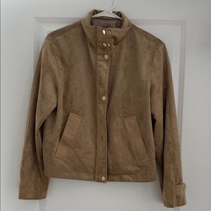 Classic Women's faux Suede Jacket - Tan
